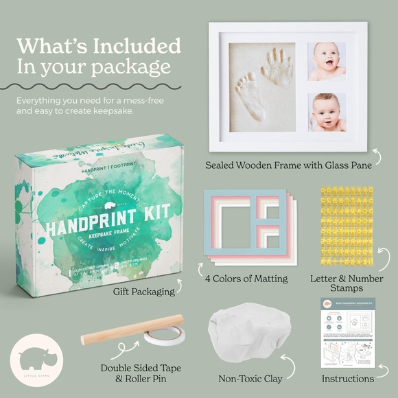 Little Hippo Other - Handprint Kit - White and Green